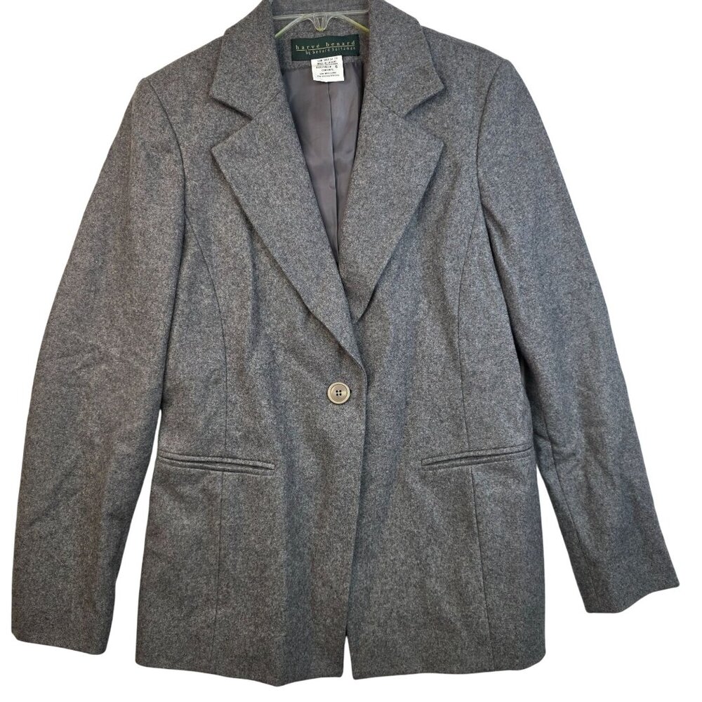 Hervé Benard Vintage Womens Wool Blend Blazer Size 6 Tailored career boss babe